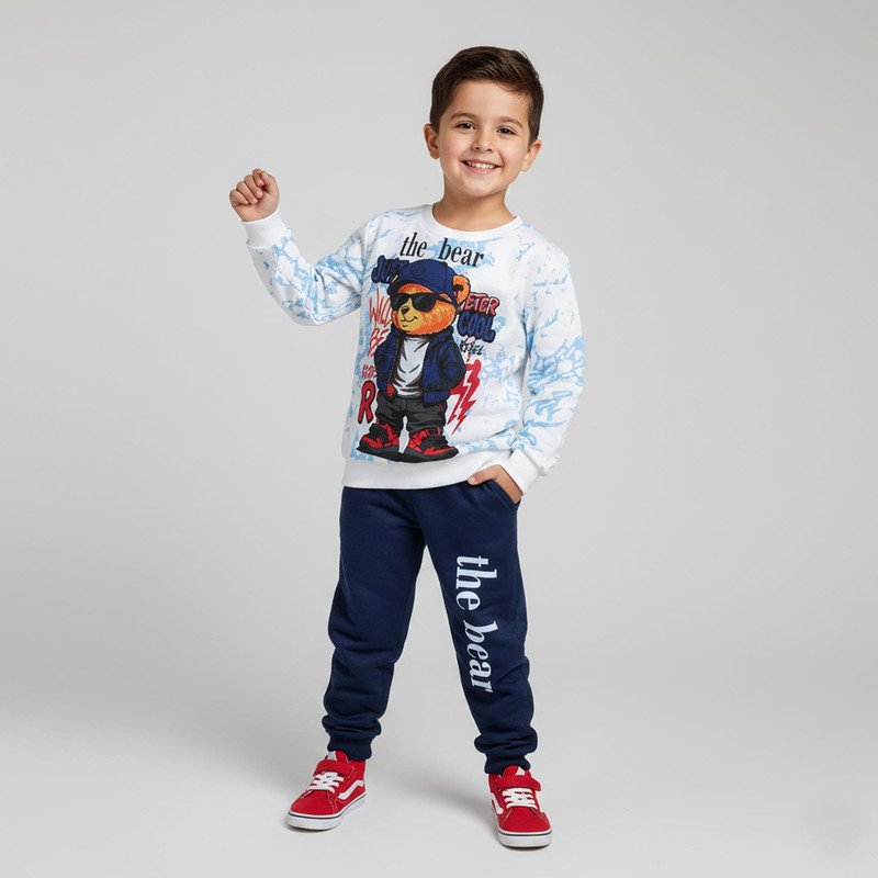 ست تی‌شرت آستین بلند و شلوار راحتی پسرانه مدل تدی